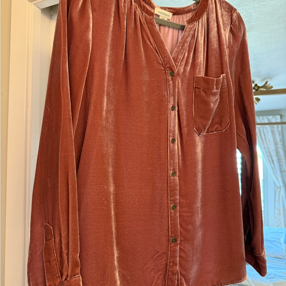 Sundance Velvet Button-Down Shirt - Dusty Rose